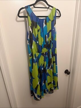 Vince Camuto Summer Dress in Blue, Lime & Black